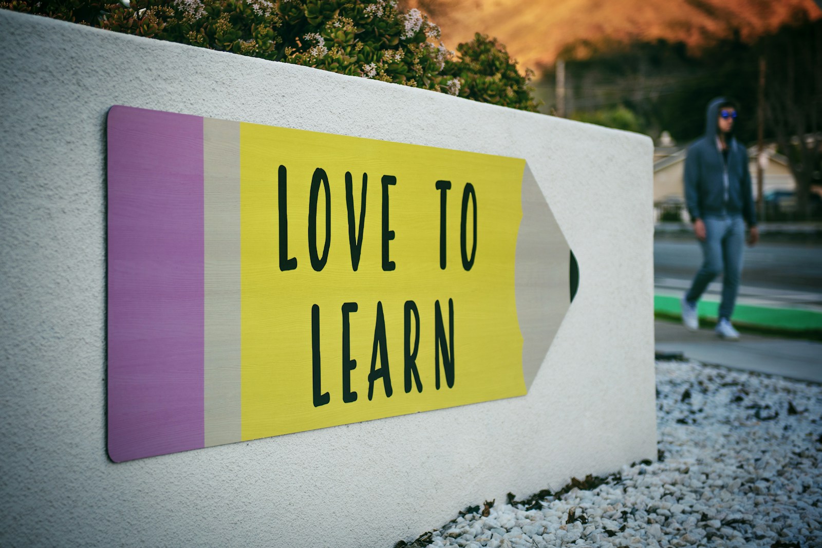 A ‘Love to learn’ sign on a wall
