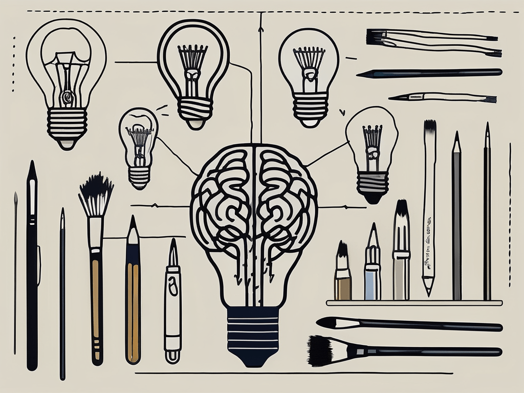 Various art and design tools like paintbrushes
