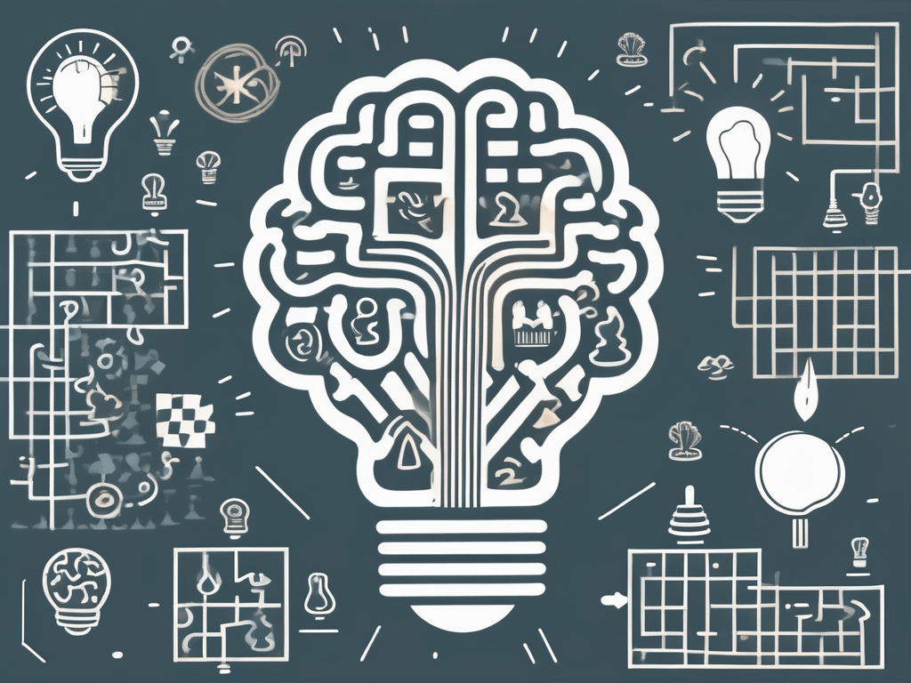 A brain surrounded by various symbols representing strategic thinking